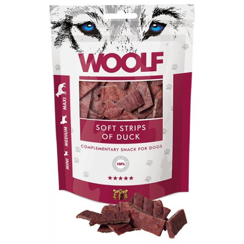 WOOLF Soft strips of duck 100g