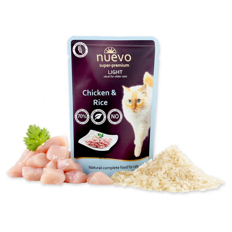 Nuevo mačka vrecko light kuracie s ryžou 85g