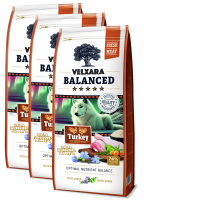 3x Velxara BALANCED Dry FM Dog Senior Monoprotein Turkey & Rice 12 kg