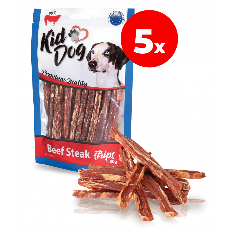 KIDDOG hovädzí steak v prúžku 5 x 80 g