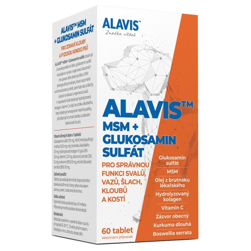 Alavis MSM+Glukosamín sulfát pre psov 60tbl