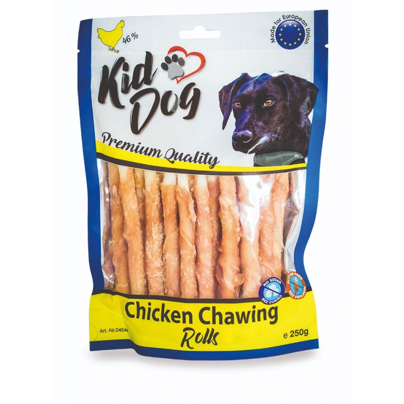 KIDDOG kuřecí masíčko na buvolí tyčince - 8 mm/12 cm 250 g (min. odběr 5 bal.)