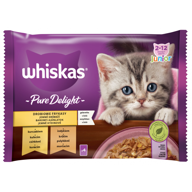 Whiskas vreciek. Pure Delight Junior hyd. v želé 4x85g