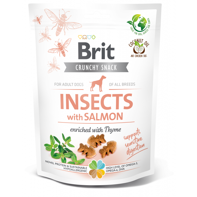 Brit Care Dog Crunchy Crack. Insec. Salmon Thyme 200g (min. odběr 6 ks)