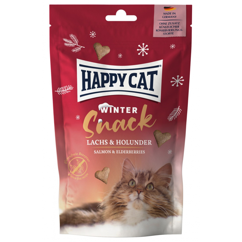 HAPPY CAT WINTER Snack LACHS & HOLUNDER 70 g (losos s čiernym bazou)