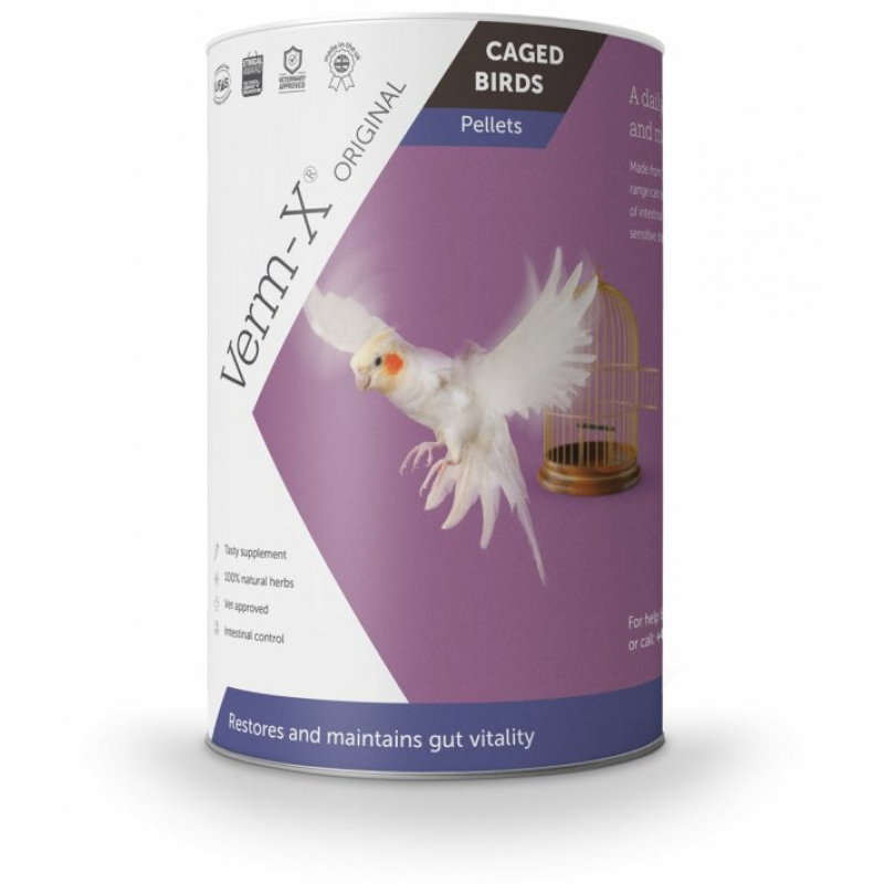 Verm-X Prírodné pelety proti črevným parazitom pre vtáky 100g