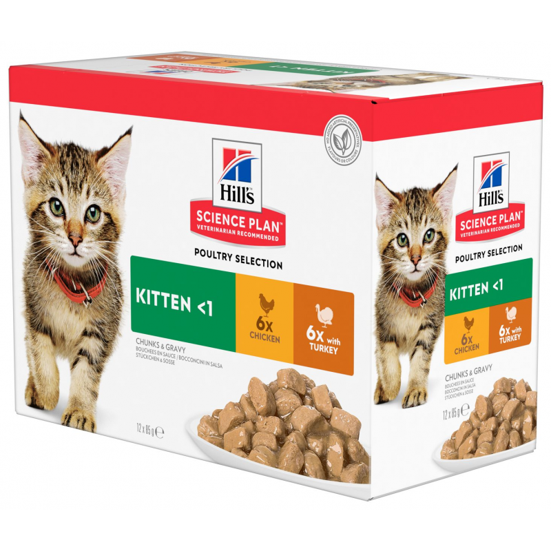 WET "BIG BOOST": Hill's Fel. SP Kitten Chicken&Turkey Vrecko 12x85g