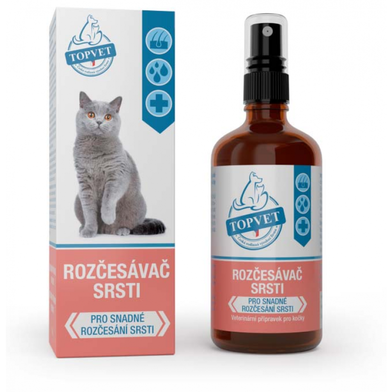 Rozčesávač srsti pre mačky TOPVET 100ml