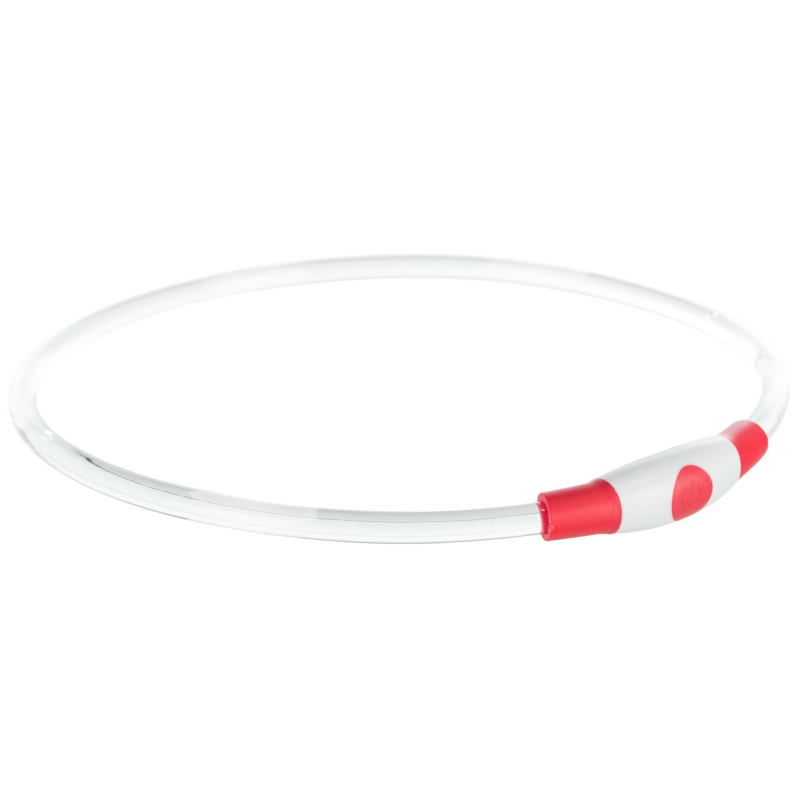 Flash light ring USB, blikací obojok, L-XL: 65 cm/ ø 8 mm, červená
