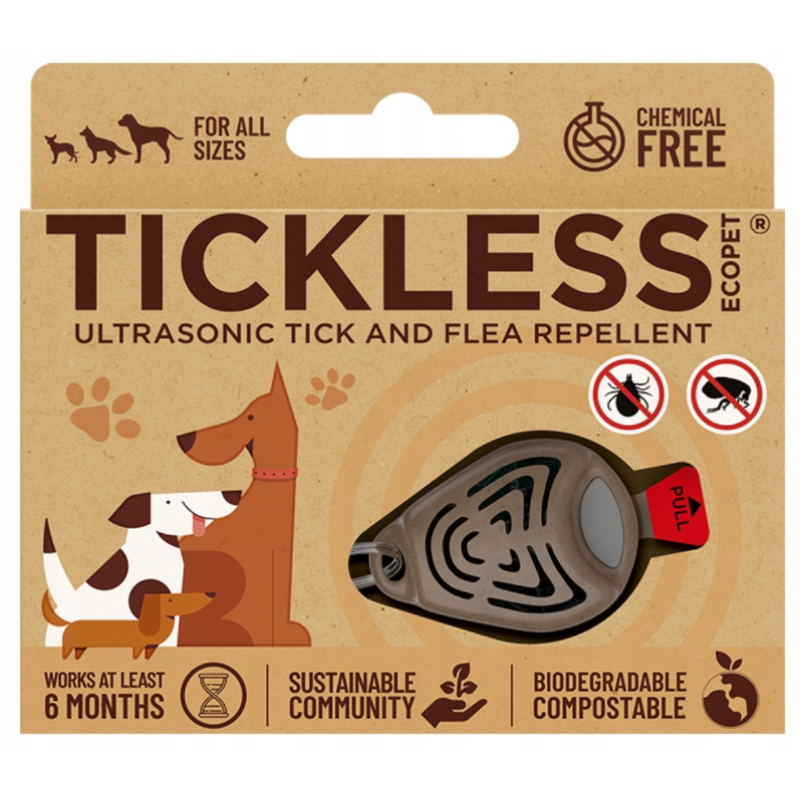 TICKLESS ECOPET Ultrazvukový odpudzovač kliešťov a bĺch pre psov Hnedá