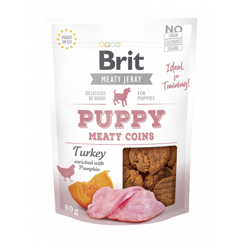 Brit Jerky Snack - Turkey Meaty Coins For Puppies 80g
