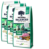 3x Velxara BALANCED Dry FM Dog Puppy & Junior Monoprotein Turkey & Rice 12 kg