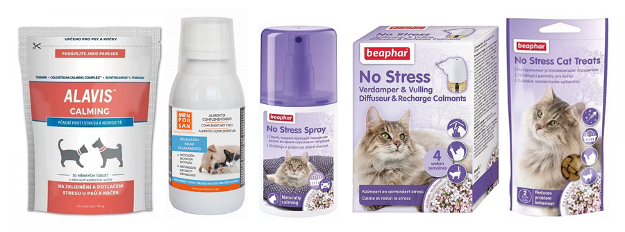 Produkty proti stresu pro kočky Beaphar, Alavis, Menforsan