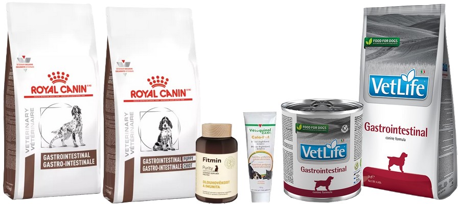Dietetická veterinární krmiva pro podporu trávicího traktu