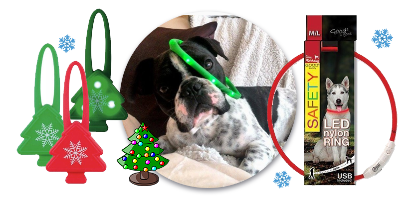 Vánoční dárky pro psy svítící obojky led usb