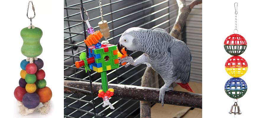 Vhodné hračky je základní výbavou každé papouščího příbytku